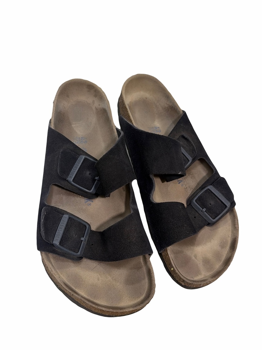 Birkenstock Black Suede Two-Strap Slide Sandals